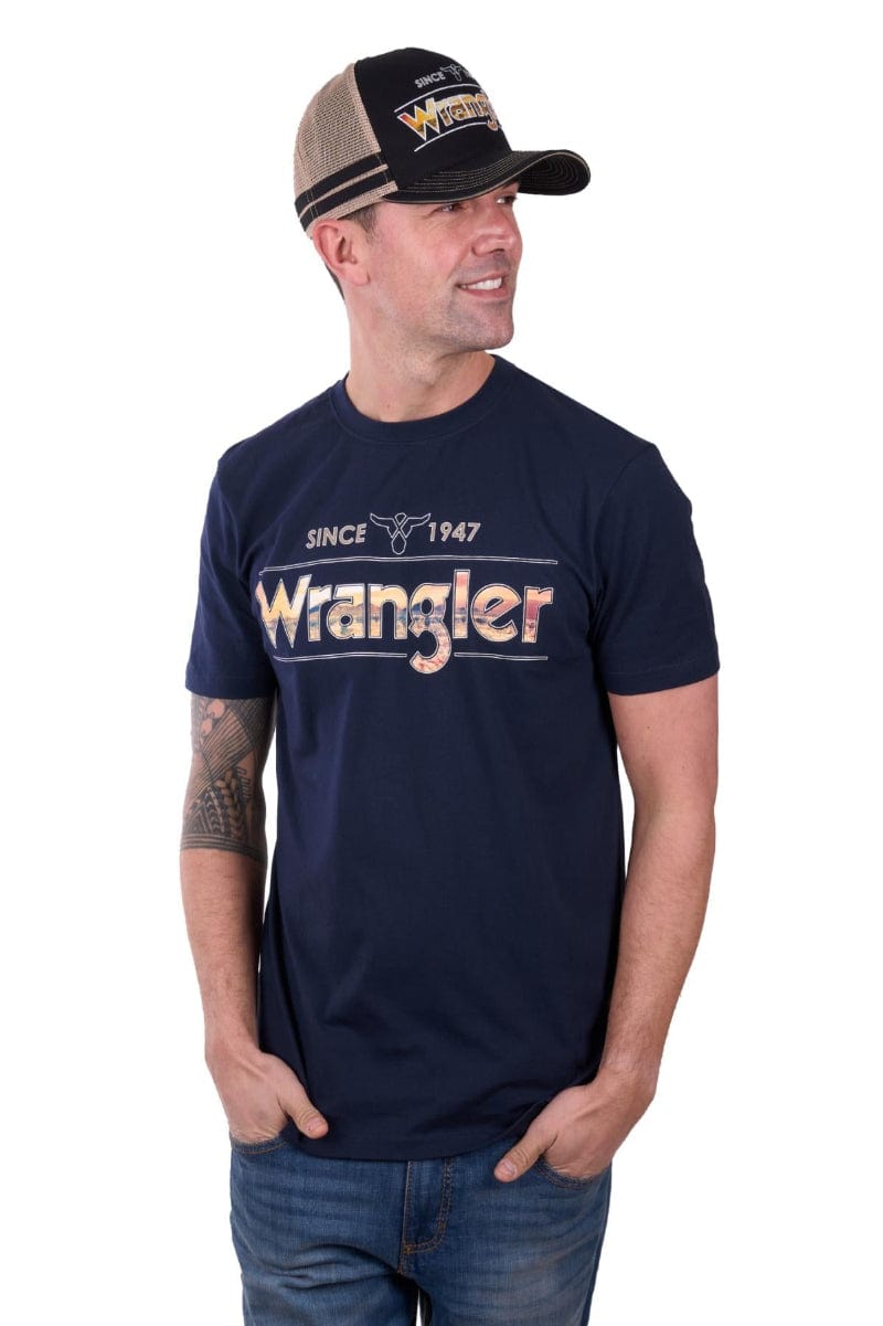 Wrangler Mens Shirts S / Navy Wrangler Tee Mens Adam
