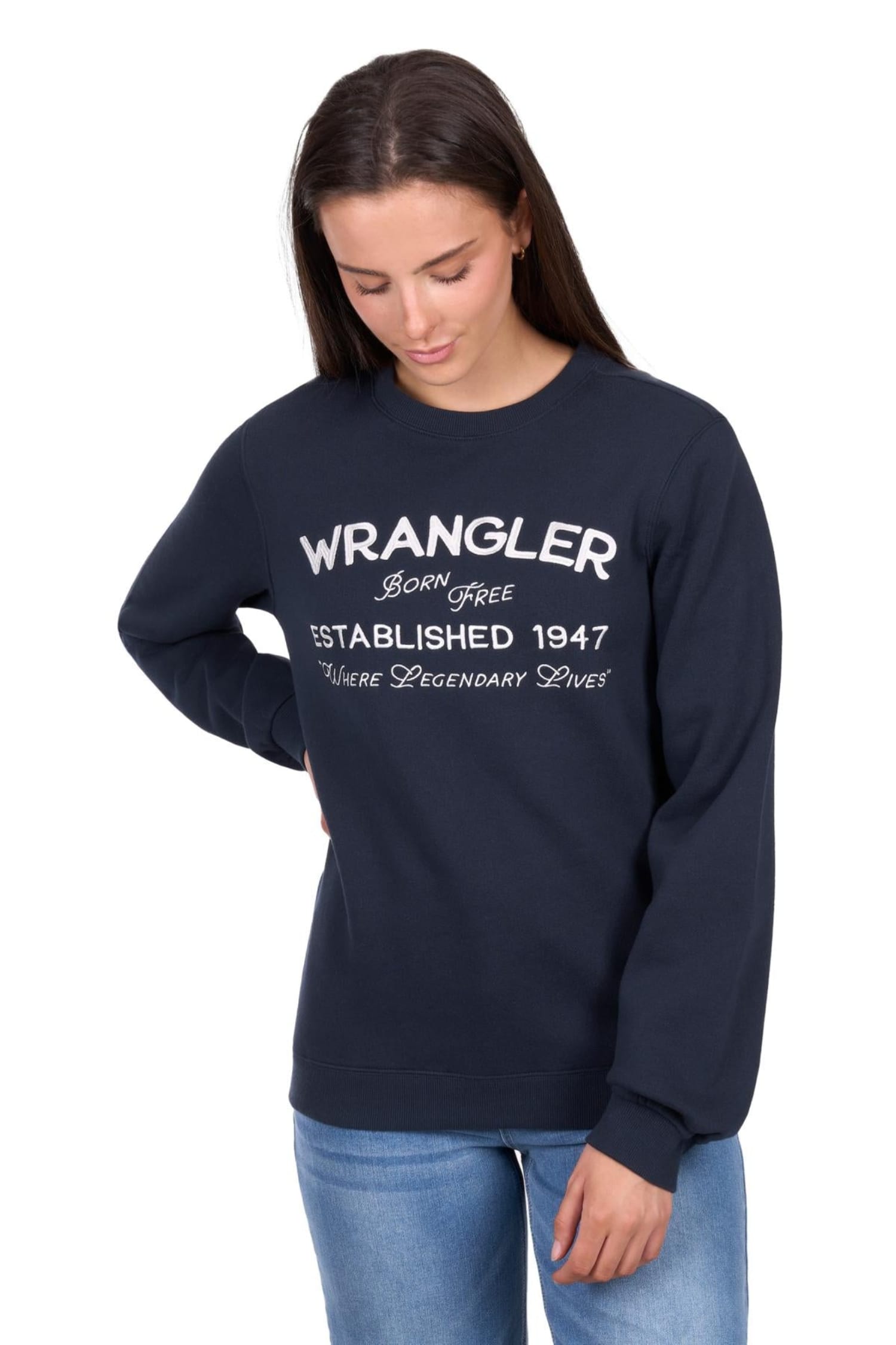 Wrangler Womens Jumpers- Jackets - Vests 08 / Navy Wrangler Jumper Womens Bella Crew