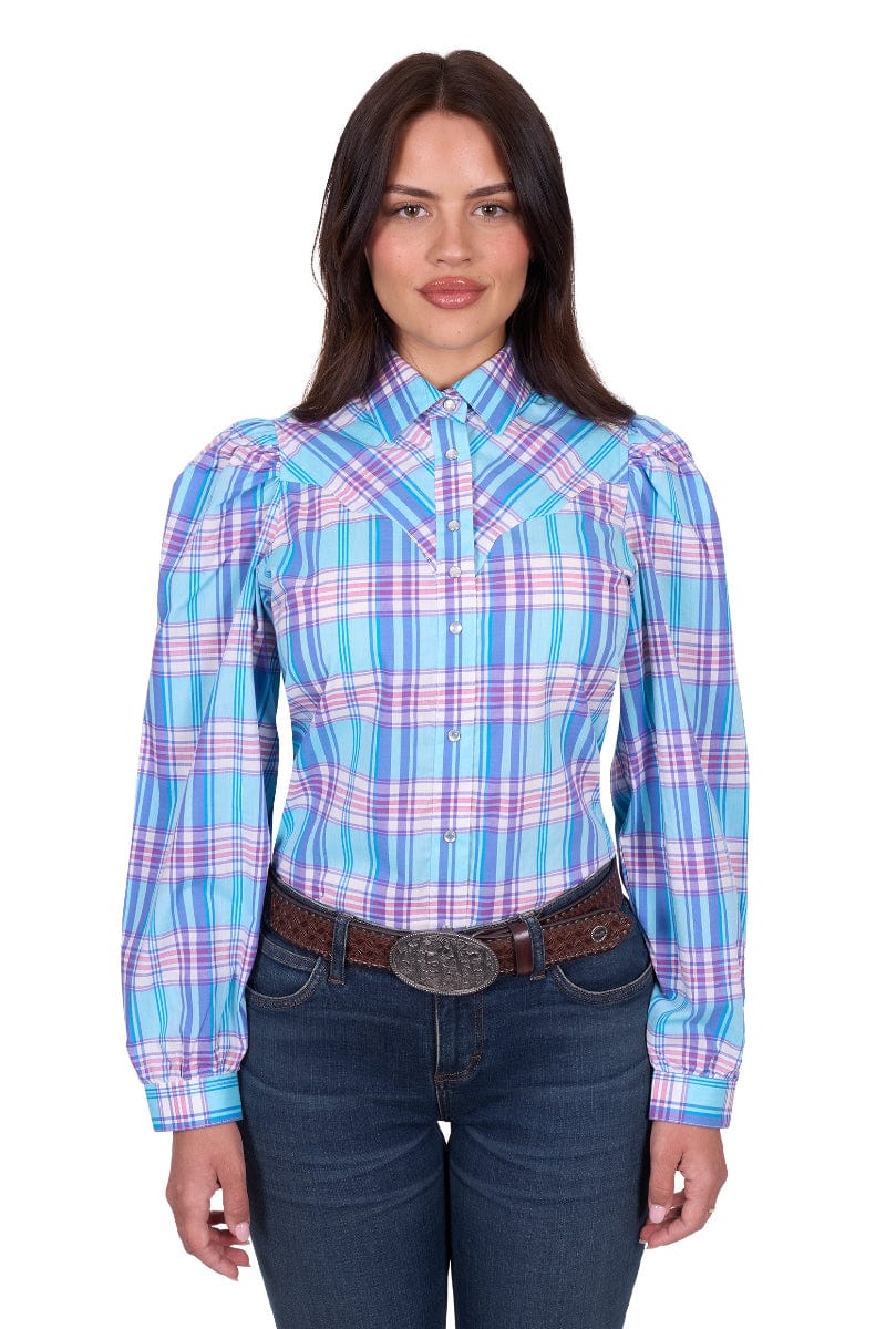 Wrangler Womens Shirts 08 / Blue Wrangler Shirt Womens Emily Check