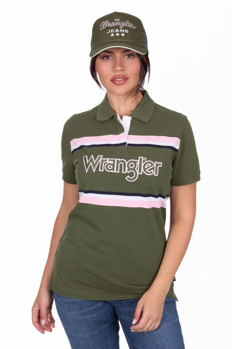 Wrangler Womens Shirts 08 / Olive Wrangler Polo Womens Hallie
