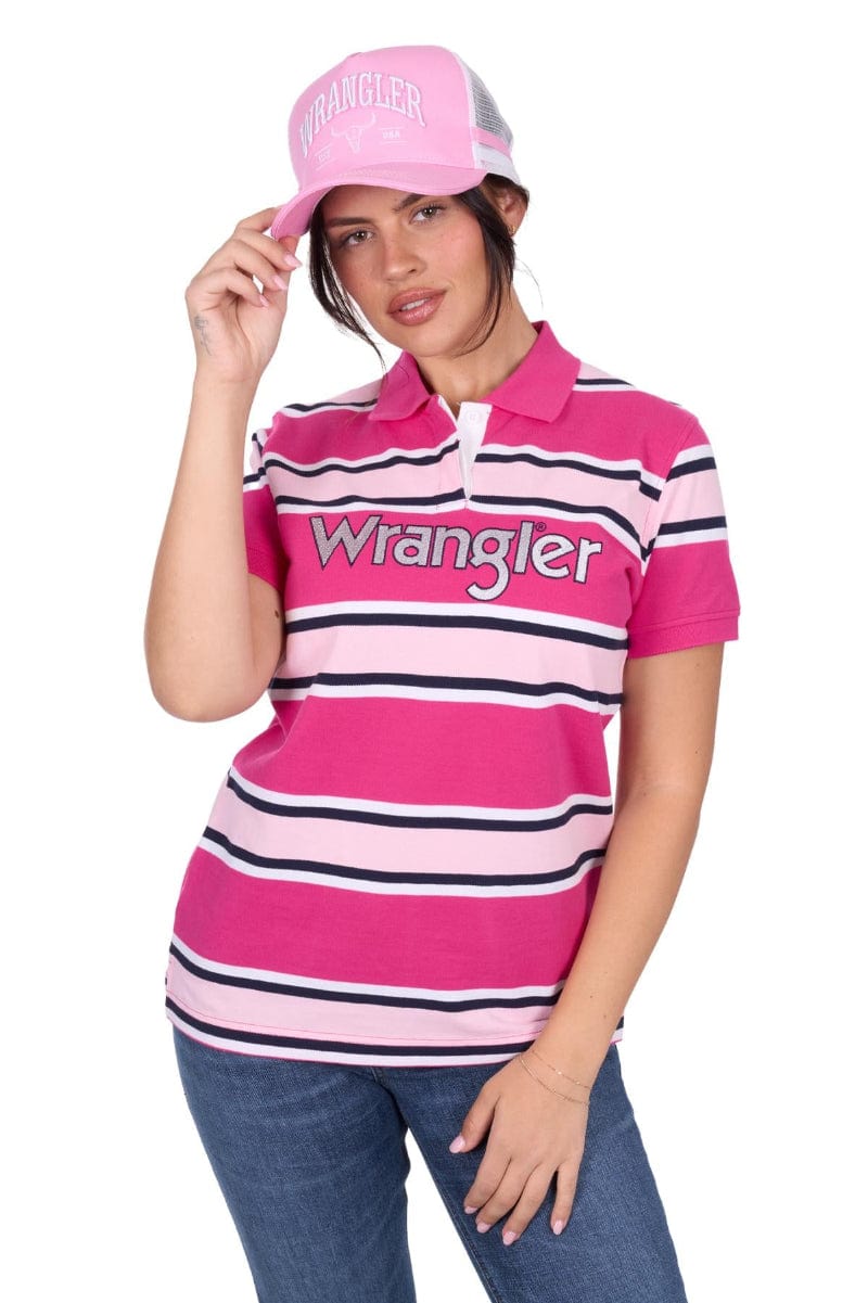 Wrangler Womens Shirts 08 / Pink Wrangler Polo Womens Harriet