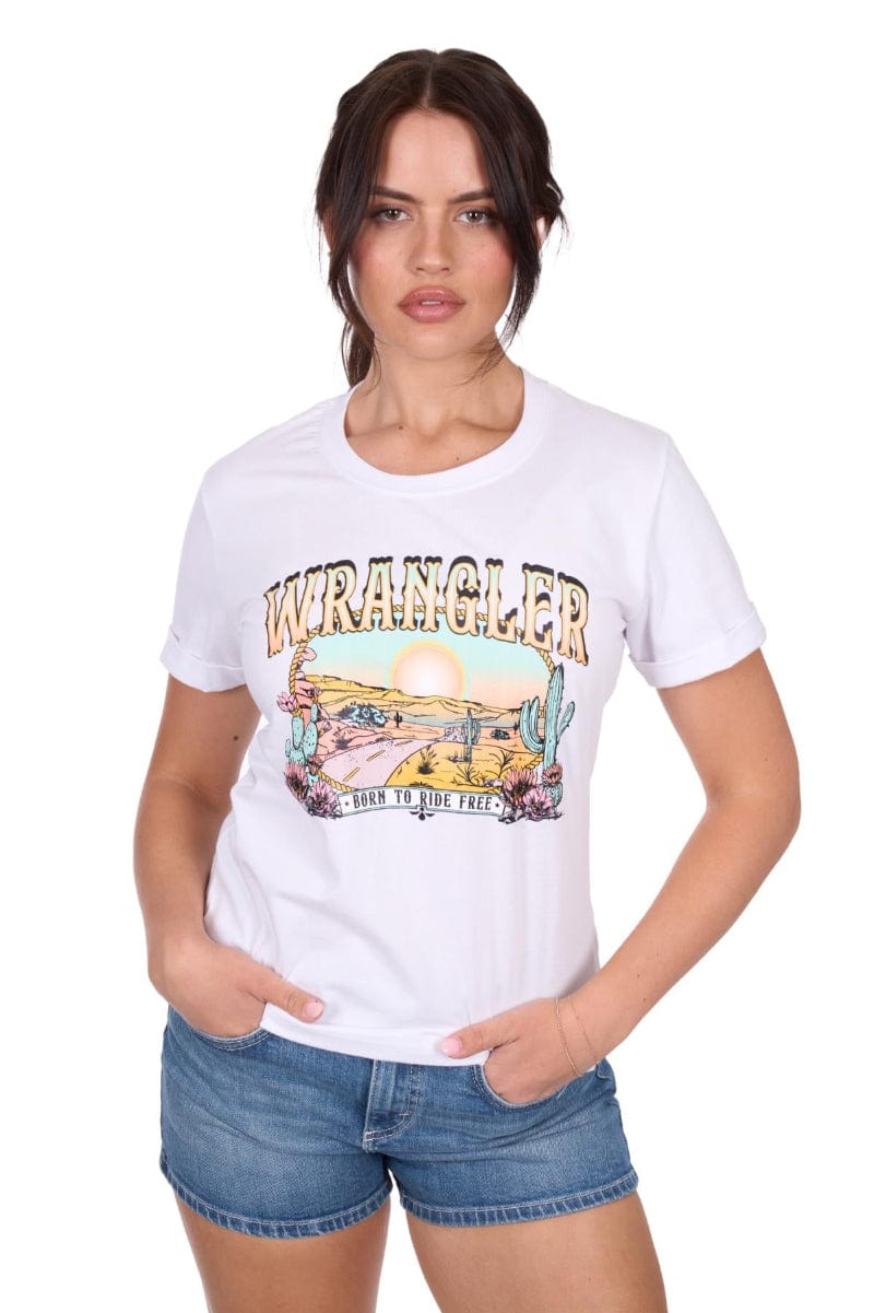 Wrangler Womens Shirts 08 / White Wrangler Tee Womens Helena