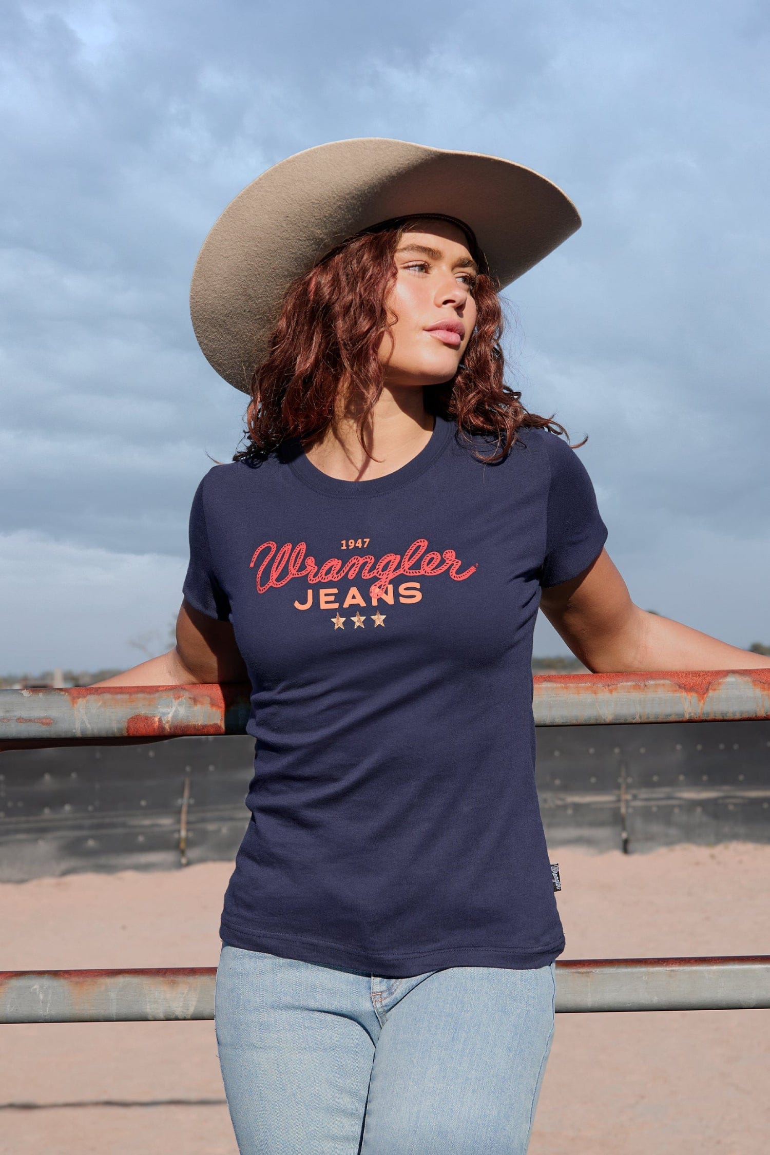 Wrangler Womens Shirts 10 / Navy Wrangler Tee Womens Piper