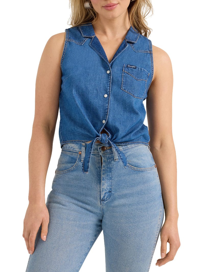 Wrangler Womens Shirts Denim / S Wrangler Shirt Womens Front Tie