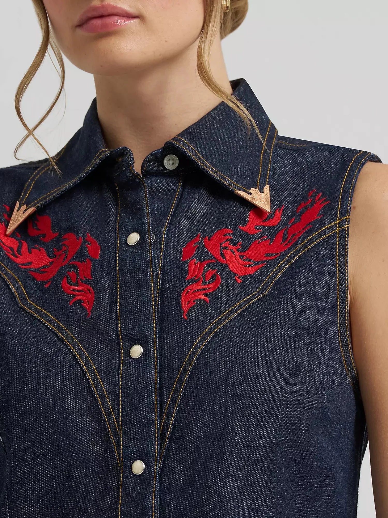 Wrangler Womens Shirts Wrangler Shirt Womens Embroidered Sleeveless