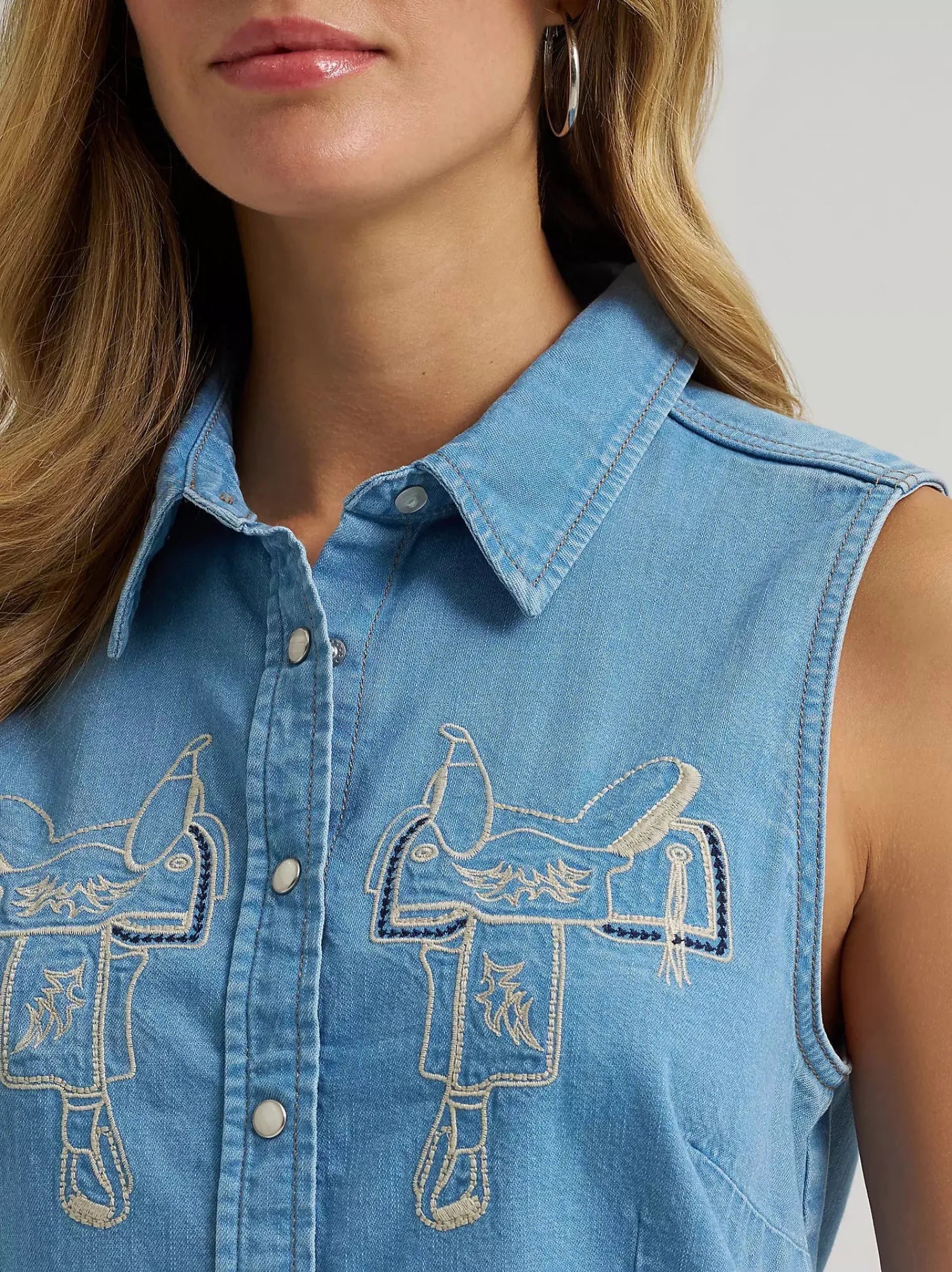 Wrangler Womens Shirts Wrangler Shirt Womens Sleeveless Denim