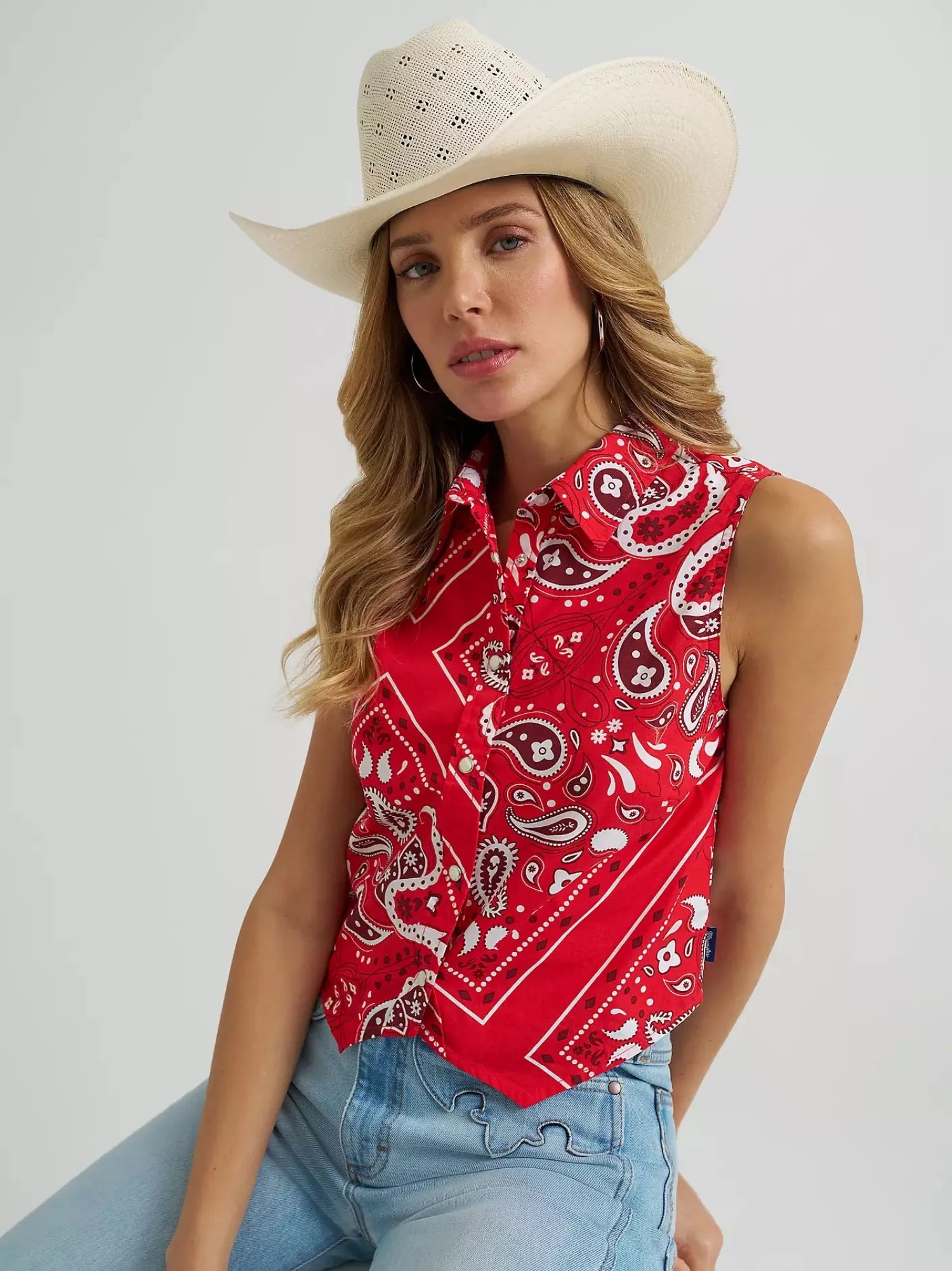 Wrangler Womens Shirts Wrangler Shirt Womens Sleeveless Snap Button