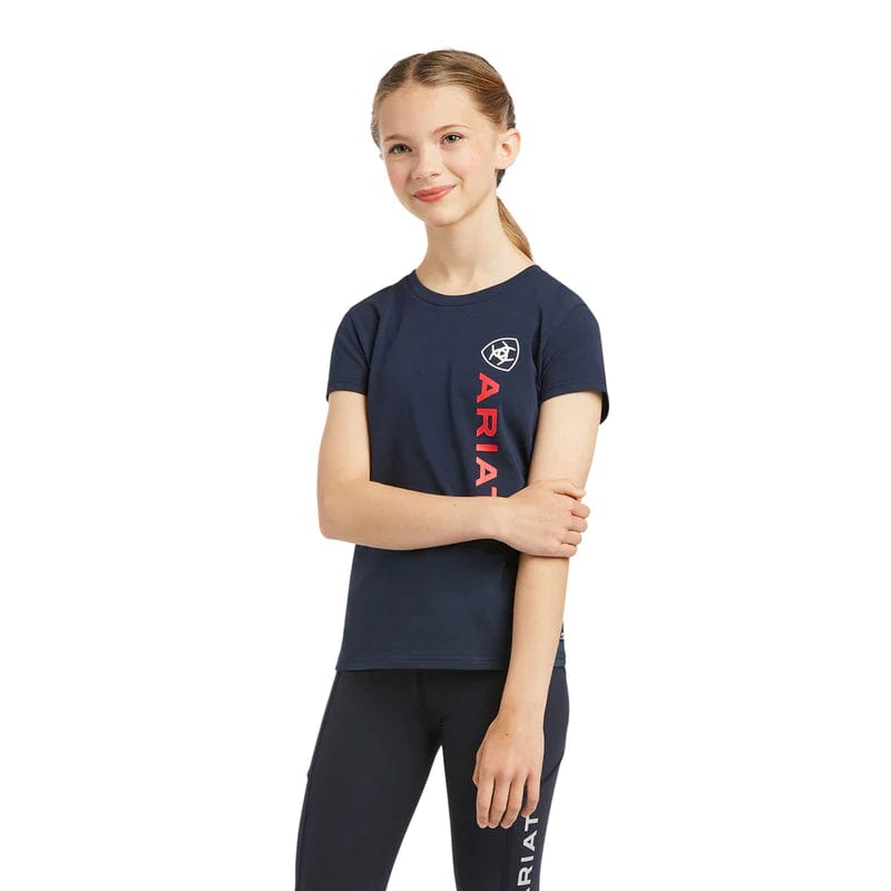 Ariat Kids Tops XS Ariat T-Shirt Kids Vertical Logo Navy (10039226)