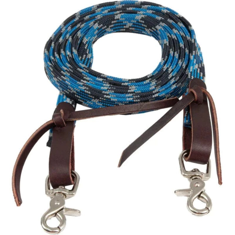 Ezy Ride Reins 8ft / Blue/Black Ezy Ride Reins Waxed Aztec Print 5/8in (REMU8182)