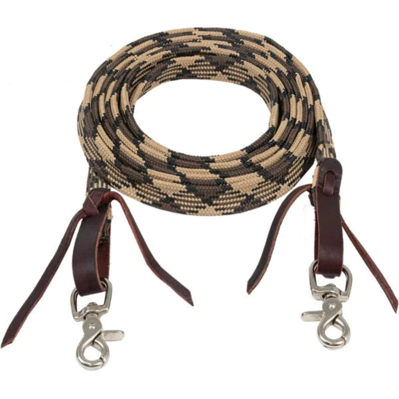 Ezy Ride Reins 8ft / Tan/Brown Ezy Ride Reins Waxed Aztec Print 5/8in (REMU8182)