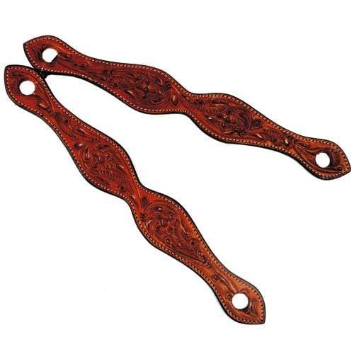 Fort Worth Tooled Chestnut Slobber Straps FOR26-0085 - Gympie Saddleworld & Country Clothing