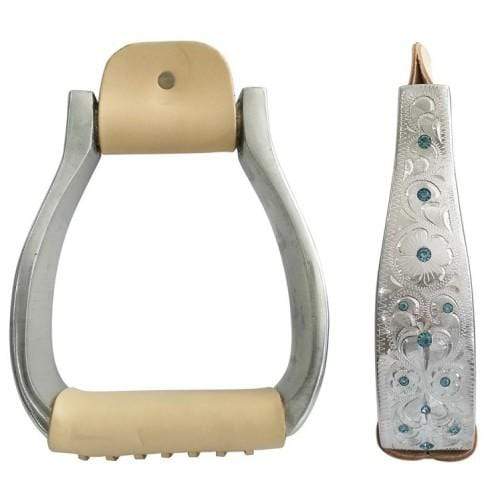 Fort Worth Stirrups 1 3/4 / Turqoise Crystals Fort Worth Engraved Oxbows