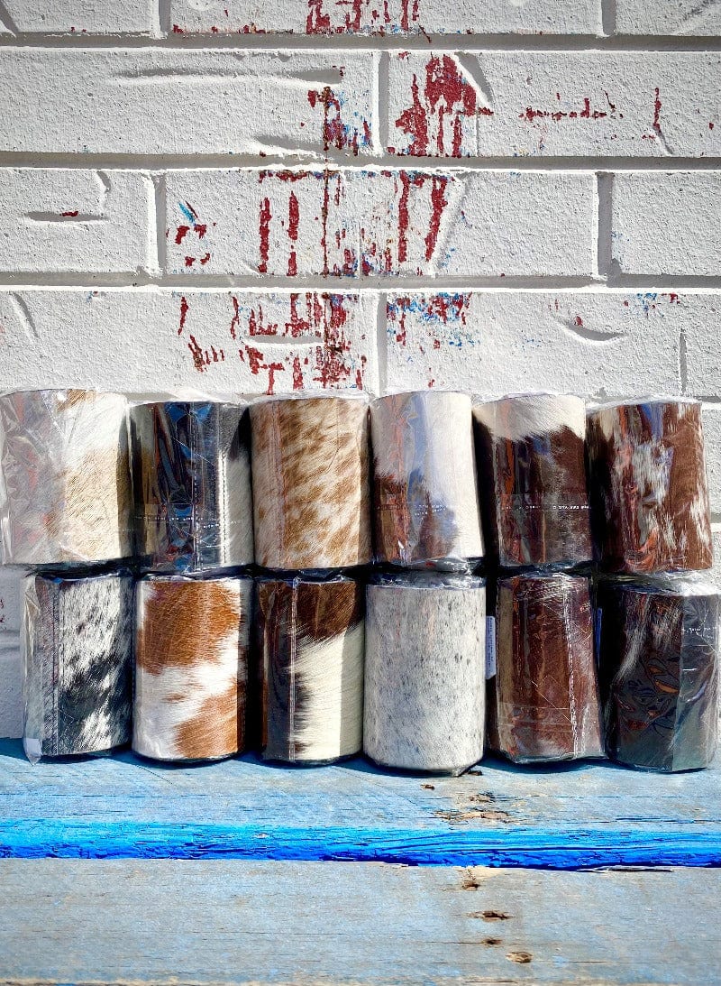 Gympie Saddleworld & Country Clothing Gifts & Homewares Black/White Cowhide Stubby Cooler (SH01COOLER)