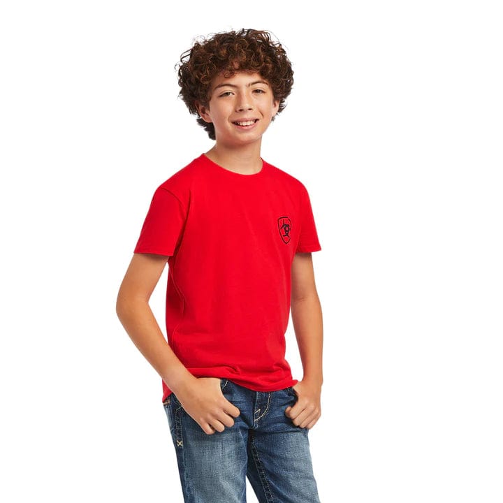 Gympie Saddleworld & Country Clothing Kids Tops XS Ariat Boys T-Shirt Diamond Wood Uakari Red (10040885)
