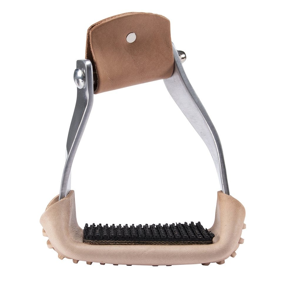 Gympie Saddleworld & Country Clothing Stirrups ONE SIZE Oxbows STR4265 Offset Aluminium w/ leather treads