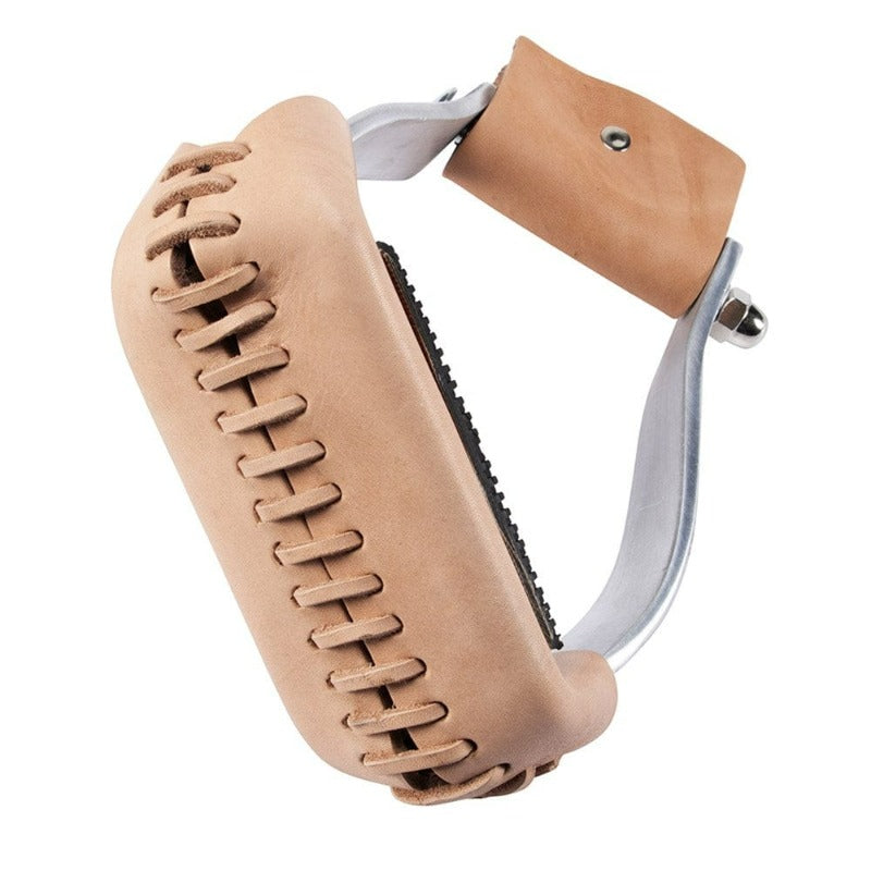 Gympie Saddleworld & Country Clothing Stirrups ONE SIZE Oxbows STR4265 Offset Aluminium w/ leather treads