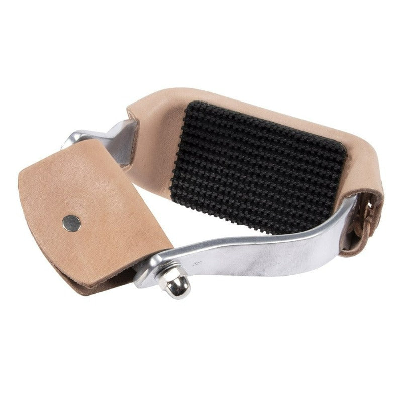 Gympie Saddleworld & Country Clothing Stirrups ONE SIZE Oxbows STR4265 Offset Aluminium w/ leather treads