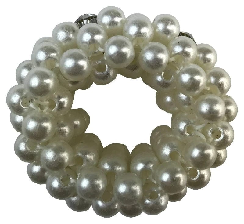 Hamag Womens Riding Accessories Hamag Small Pearl Ponytail Holder with Crystals (AB_3)