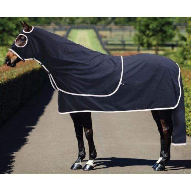 Kool Master Summer Horse Rugs Pony Kool Master Cotton Show Hood Navy/White