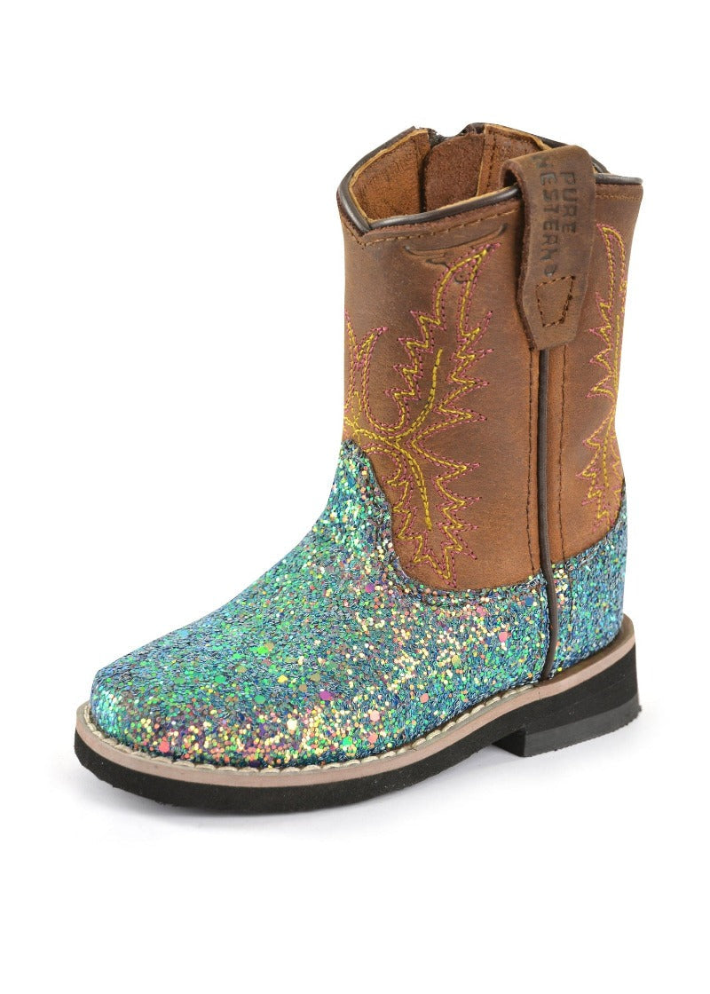 Pure Western Kids Boots & Shoes TOD 4 Pure Western Boots Toddler Sadie Blue Glitter (PCP78069T)