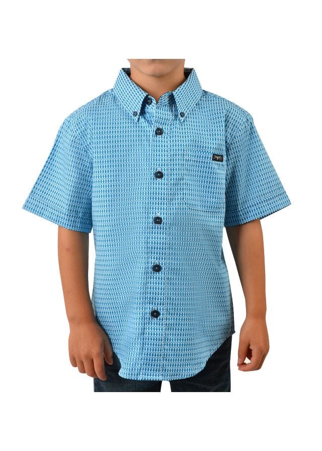 Pure Western Kids Shirts 2 Pure Western Shirt Boys Brent Blue/Red (P2S3104583)