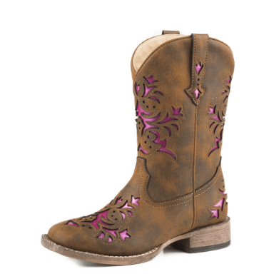 Roper Kids Boots & Shoes CH 10 Roper Kids Lola Boots Brown & Pink Glitter (09-018-1903-2133)