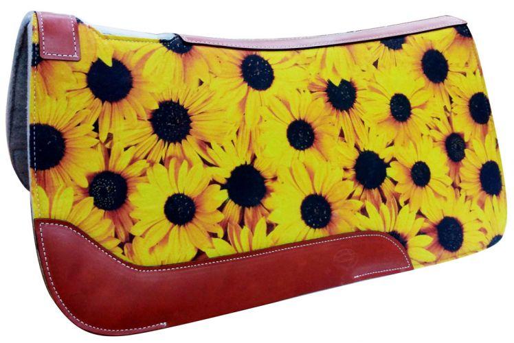 Showman Western Saddle Pads 31x32 Showman Sunflower Printed Solid Felt Saddle Pad 31in x32in x 1 inch (24003)