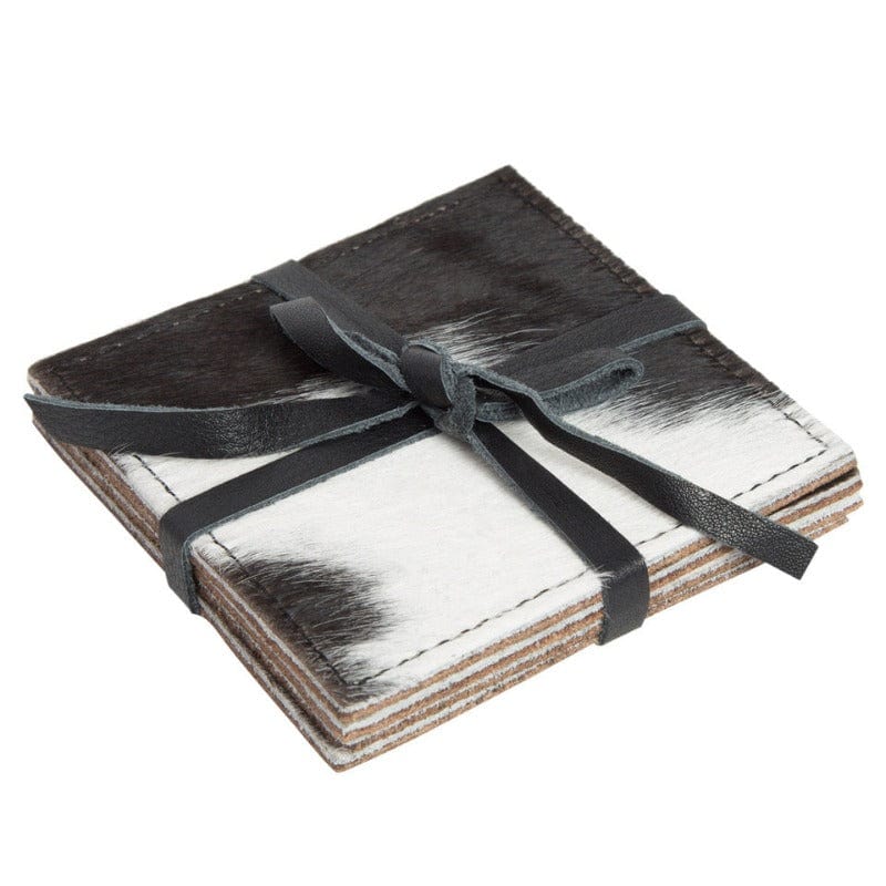 The Design Edge Gifts & Homewares Black/White Cowhide Coasters Set of 4 (CACOS)