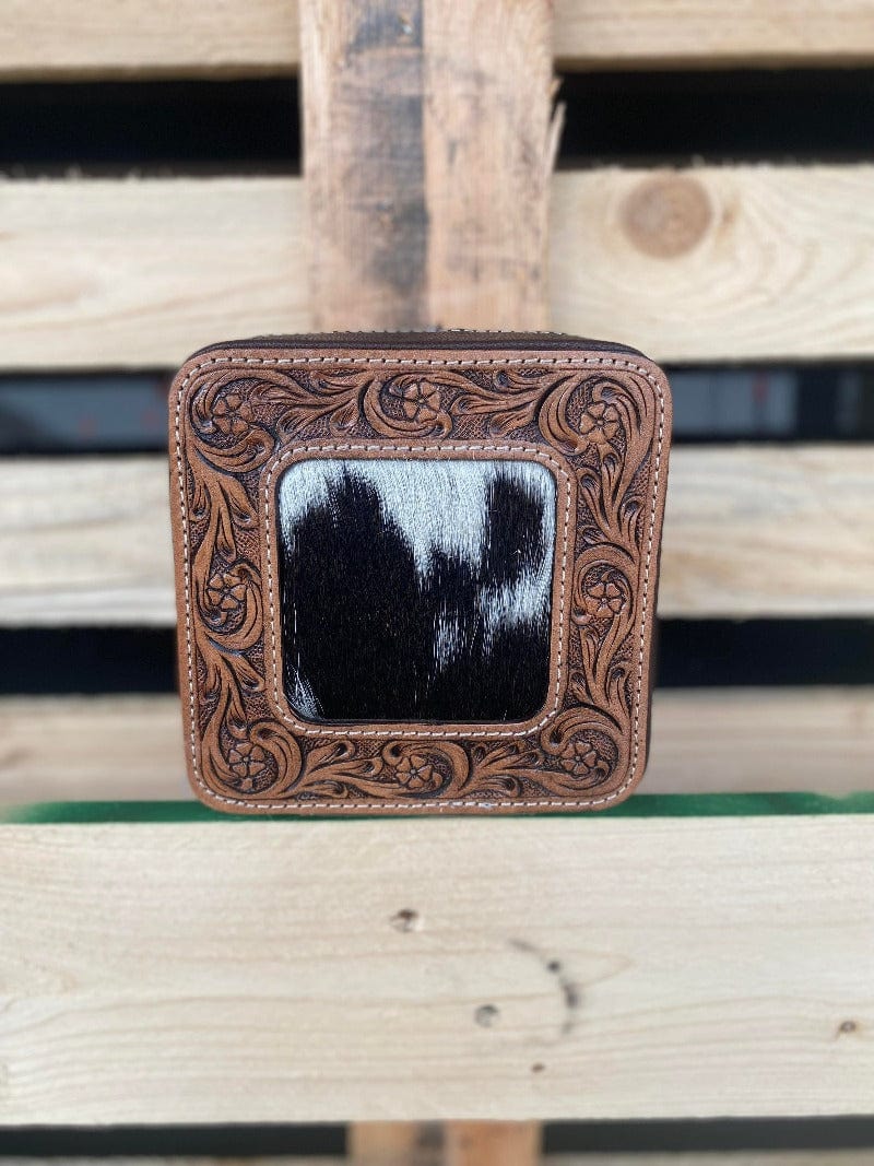 The Design Edge Gifts & Homewares Brown/White Cowhide Jewellery Box (JB2)