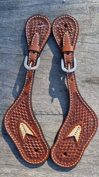 Top Rail Equine Spur Straps Top Rail Equine Mens Cream Arrow Plait Spur Straps (SPS-SB-8596)