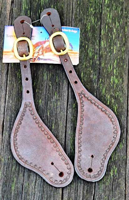 Top Rail Equine Spur Straps Toprail Spur Straps Mens Shaped with engraved border (SPS-AM305)
