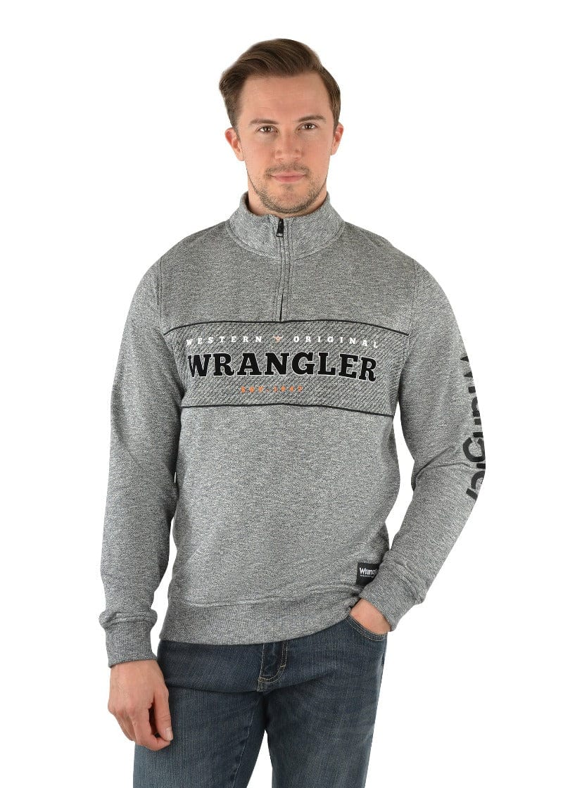 Wrangler Mens Jumpers, Jackets & Vests S / Charcoal Marle Wrangler Jumper Mens Walker 1/4 Zip (X3W1573919)
