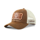 Ariat Caps Brown Ariat Cap Womens Snapback Faux Leather Floral Logo