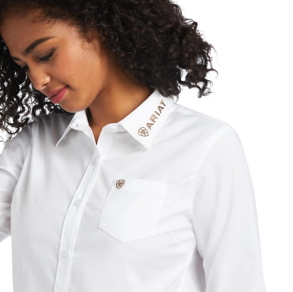 Ariat Disabled Products 2XL Ariat Shirt Womens Kirby Stretch White/Leopard Logo