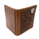 Ariat Handbags - Wallets Tan Ariat Wallet Bi Fold Beasket Weave Floral Shield
