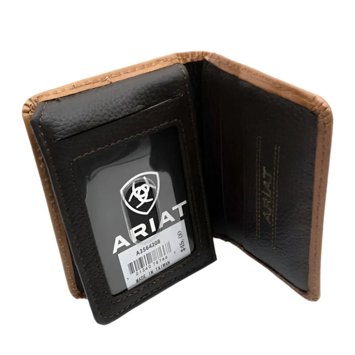 Ariat Handbags - Wallets Tan Ariat Wallet Bi Fold Beasket Weave Floral Shield