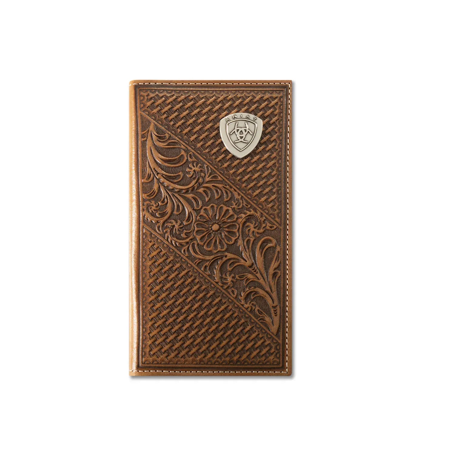 Ariat Handbags - Wallets Tan Ariat Wallet Rodeo Basket Weave Floral Shield
