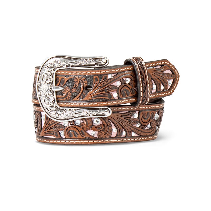 Ariat Kids Belts 20in / Pink Ariat Belt Girls Scroll Filigree Crystal