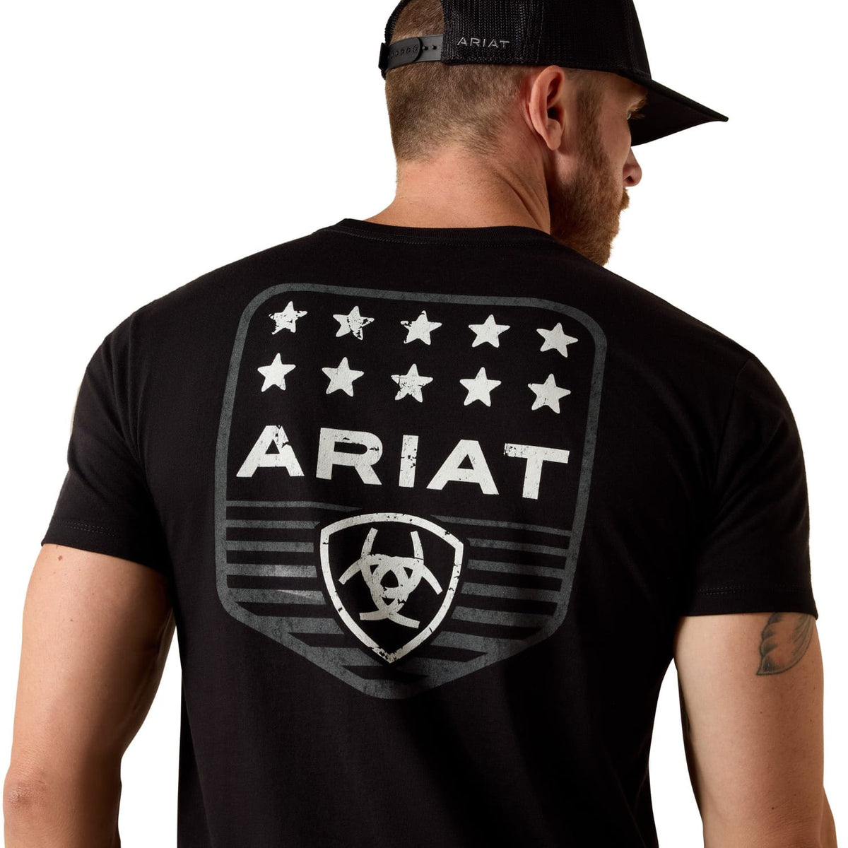Ariat Mens Shirts Ariat Tee Mens Stripe Patriotic Badge