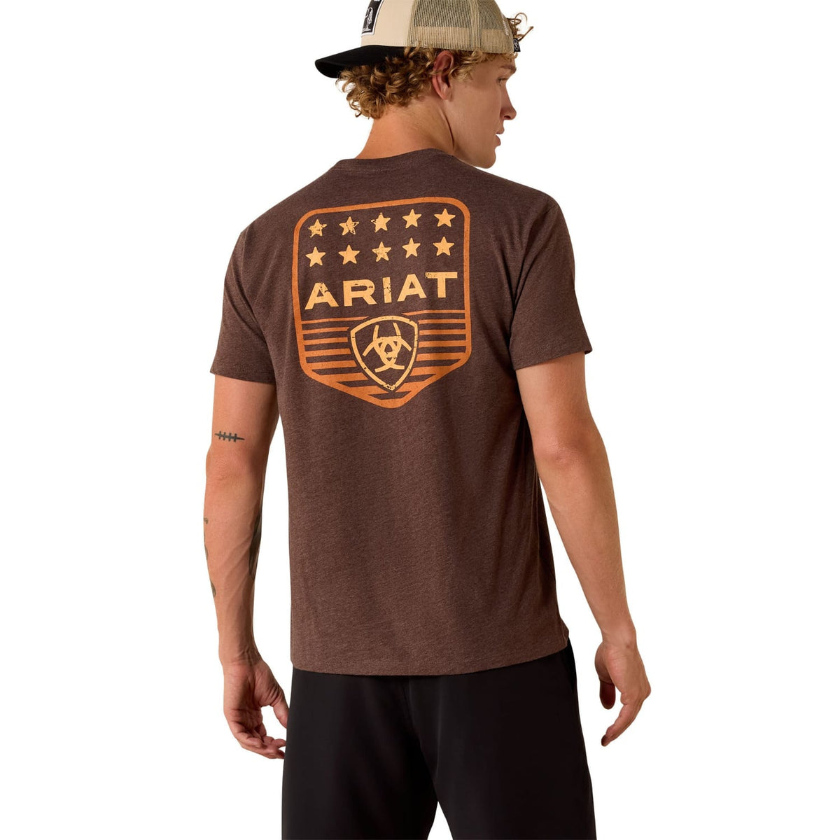Ariat Mens Shirts Ariat Tee Mens Stripe Patriotic Badge