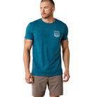 Ariat Mens Shirts L / Monaco Blue Ariat Tee Mens Stripe Patriotic Badge