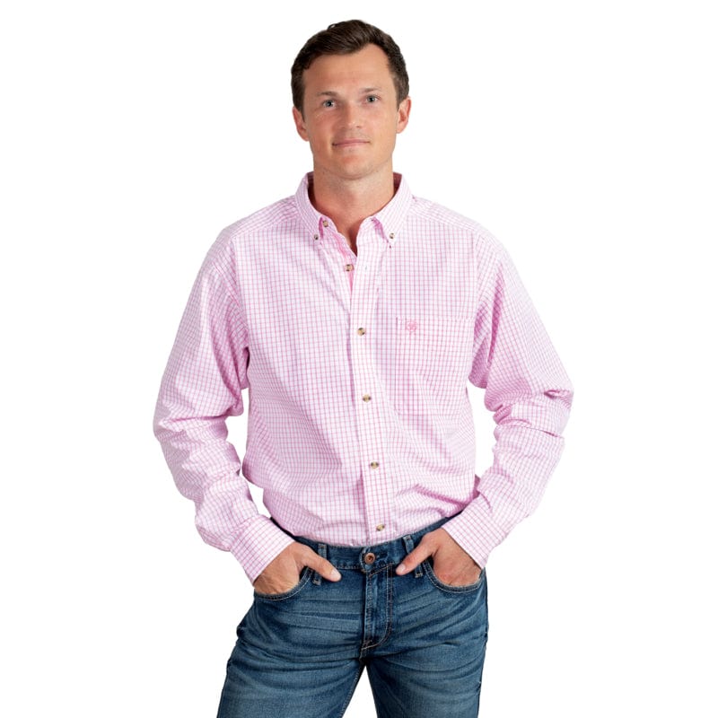 Ariat Mens Shirts L / Pink Check Ariat Shirt Mens Pro Series Cliff