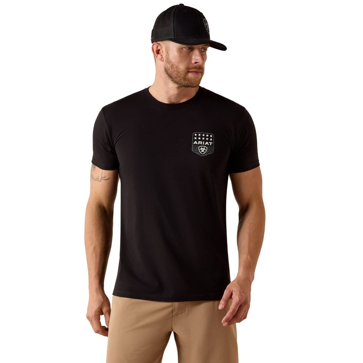 Ariat Mens Shirts M / Black Ariat Tee Mens Stripe Patriotic Badge