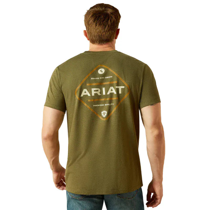 Ariat Mens Shirts M / Military Heather Ariat Tee Mens Roped Diamond