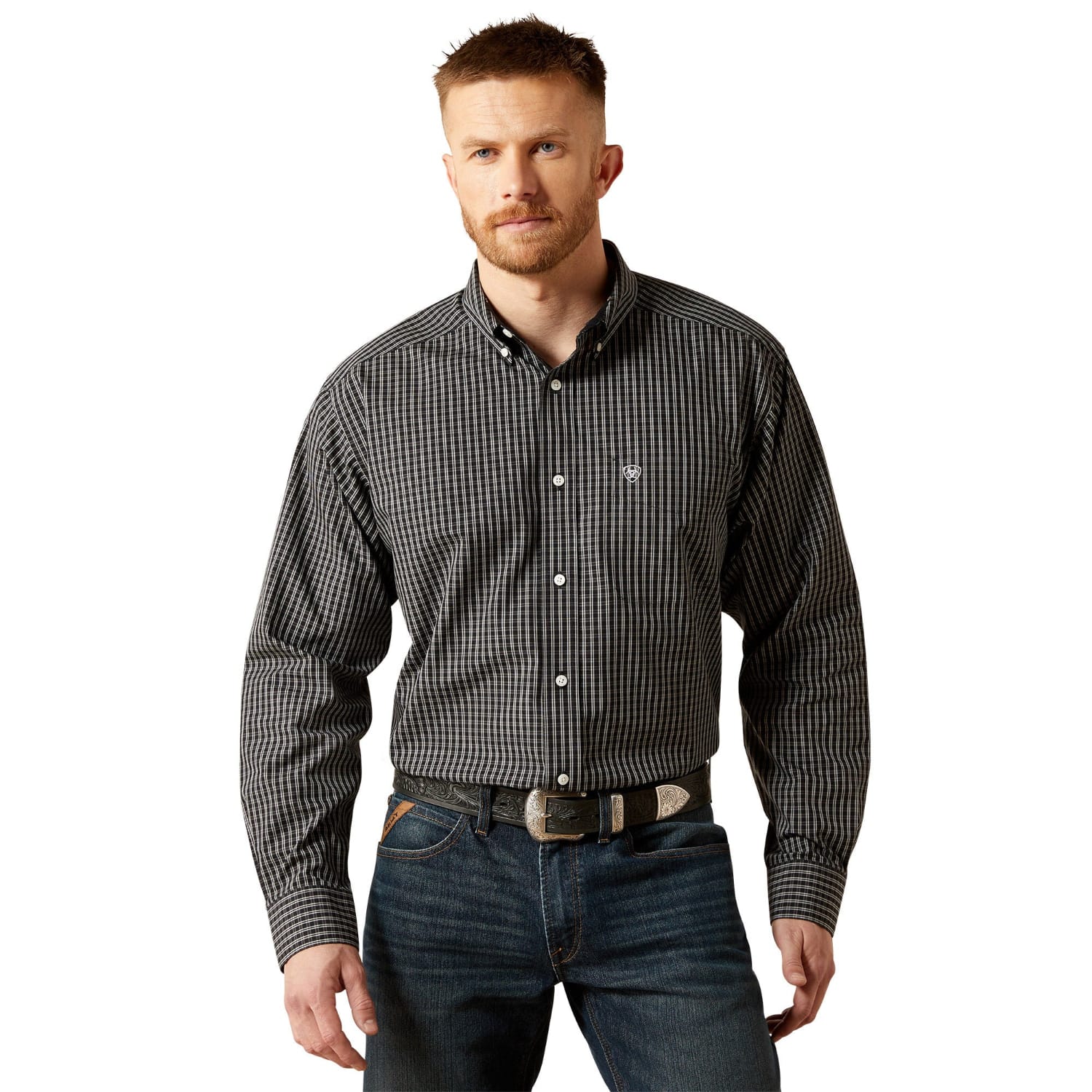 Ariat Mens Shirts S / Black Ariat Shirt Mens Abel Wrinkle Free Classic Fit