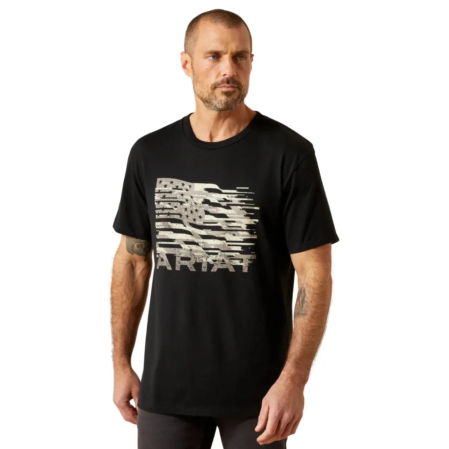 Ariat Mens Shirts S / Black Ariat Tee Mens Freedom Flag