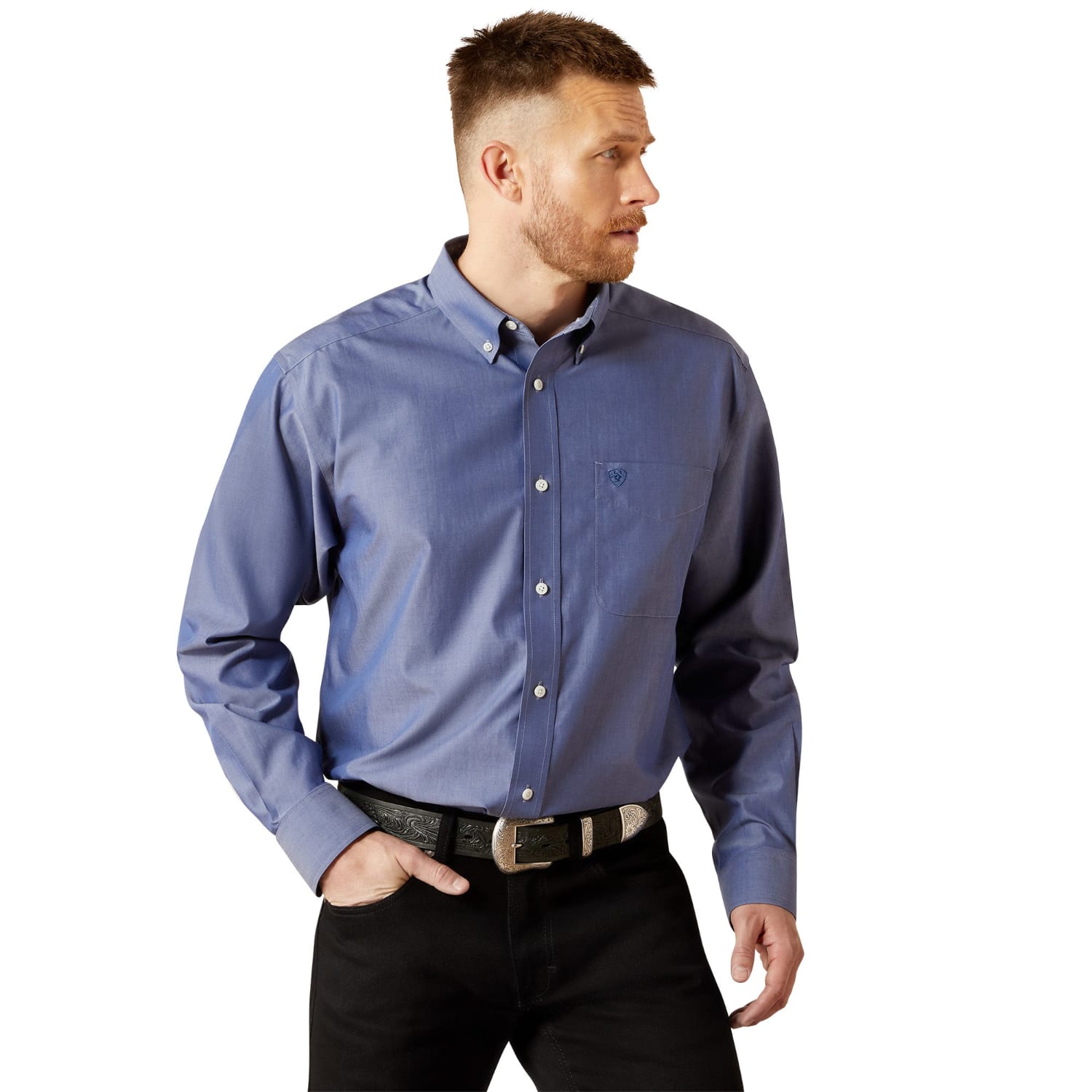 Ariat Mens Shirts S / Blue Ariat Shirt Mens Wrinkle Free Oxford