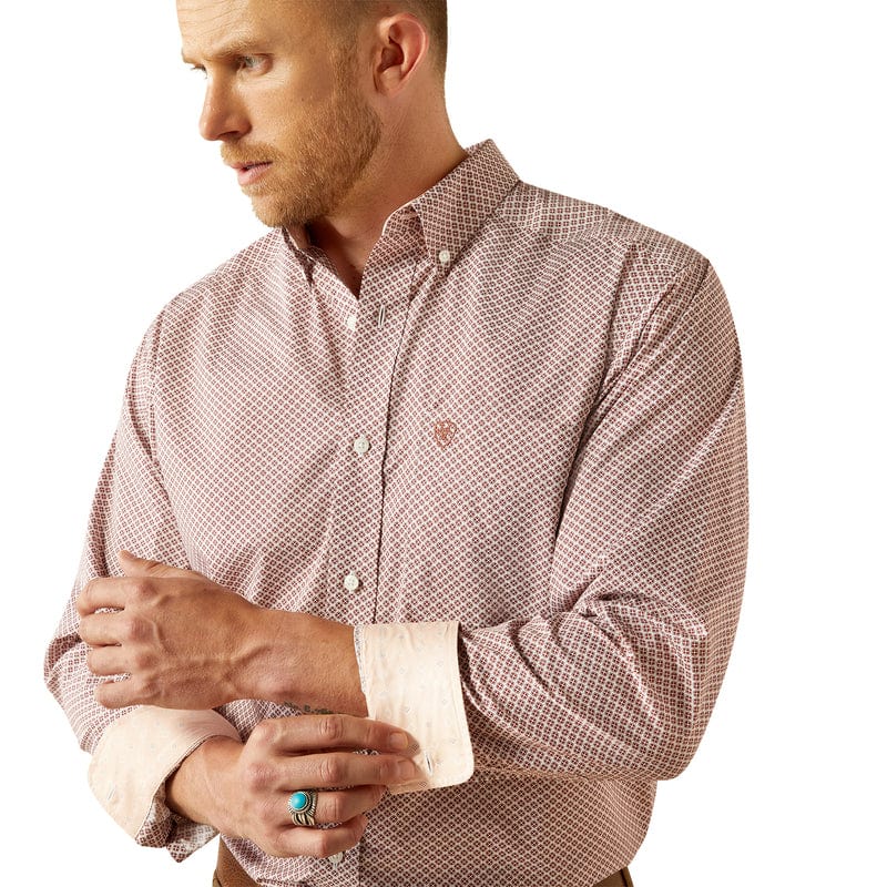 Ariat Mens Shirts S / Brick Ariat Shirt Mens Avery Wrinkle Free Classic Fit
