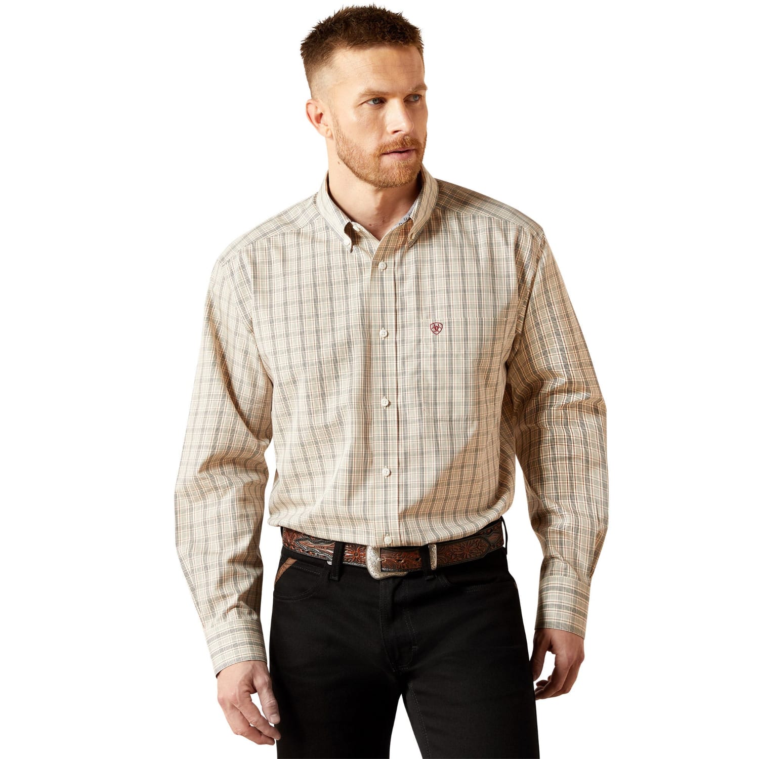 Ariat Mens Shirts S / Cream Ariat Shirt Mens Alam Wrinkle Free Classic Fit