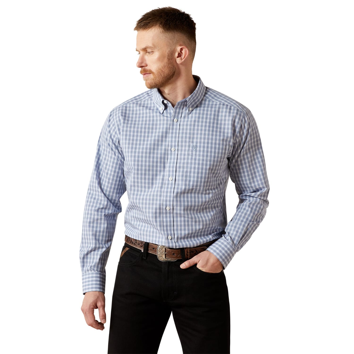 Ariat Mens Shirts S / Grey Ariat Shirt Mens Wrinkle Free Brett Fitted